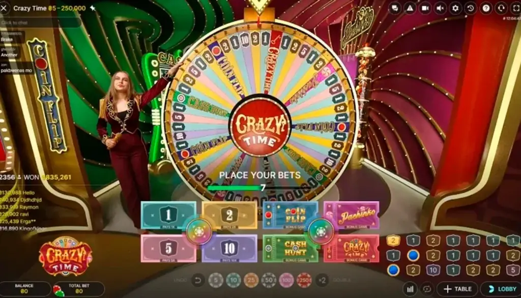 Crazy Time live game show wheel and studio