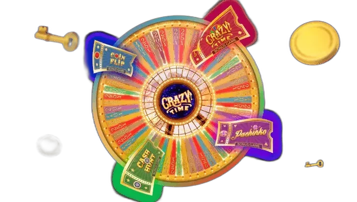 Crazy Time main wheel used to compare wheel-style live shows