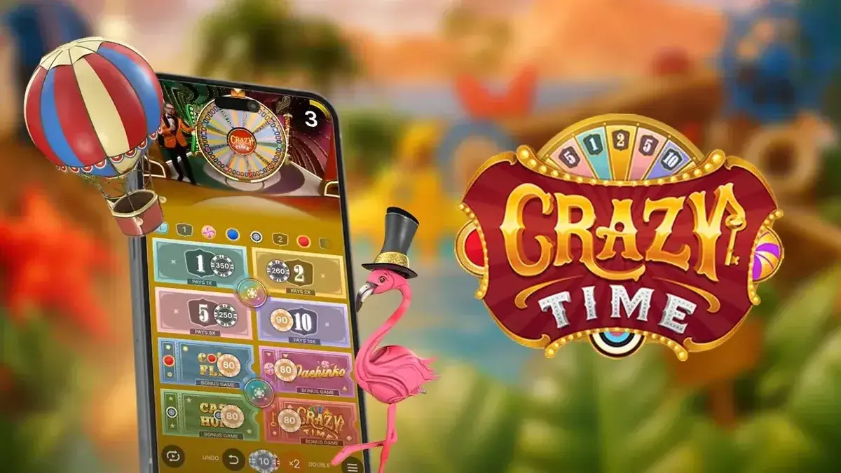 Crazy Time mobile app screen for bonus round viewing